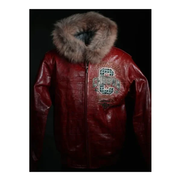 Pelle Pelle Chi-Town Fur Hooded Red Leather Jackets