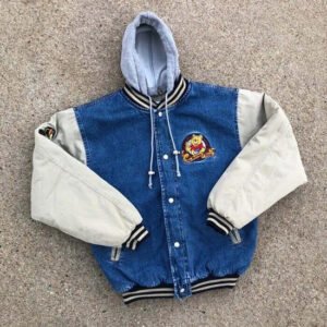 90s xxxtentacion Varsity Winnie The Pooh Blue Denim Jacket