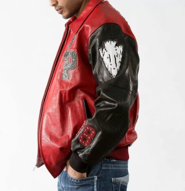 Pelle Pelle Mens Chief Keef Red Leather Jackets