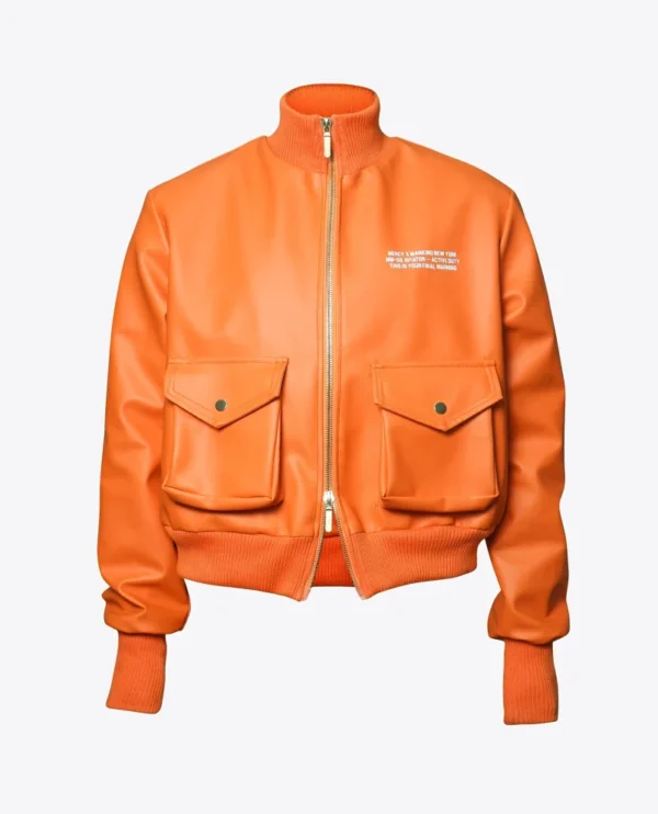 Juice Wrld Or­ange Avi­a­tor Leather Jack­ets