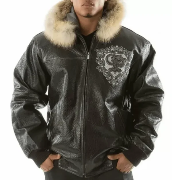 Pelle Pelle Black PP Crest Fur Hood Leather Jackets