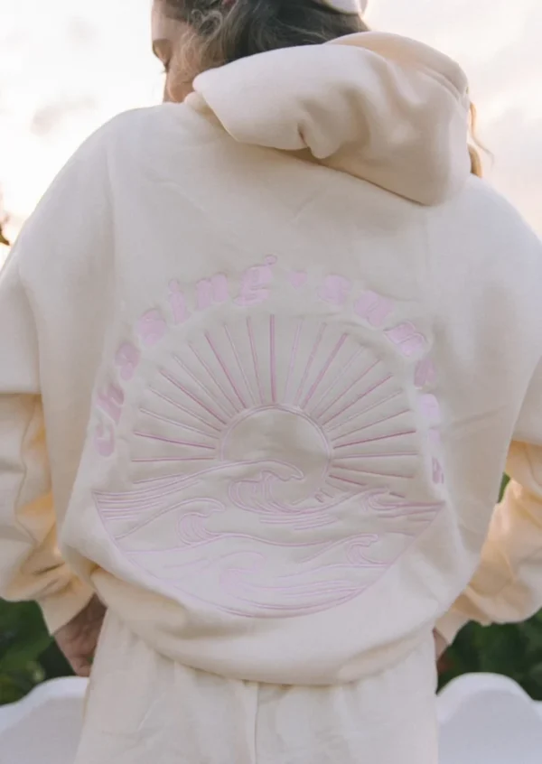 Pink Palm Puff Chasing Sunsets Hoodie