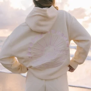 Pink Palm Puff Chasing Sunsets Oversized Hoodie