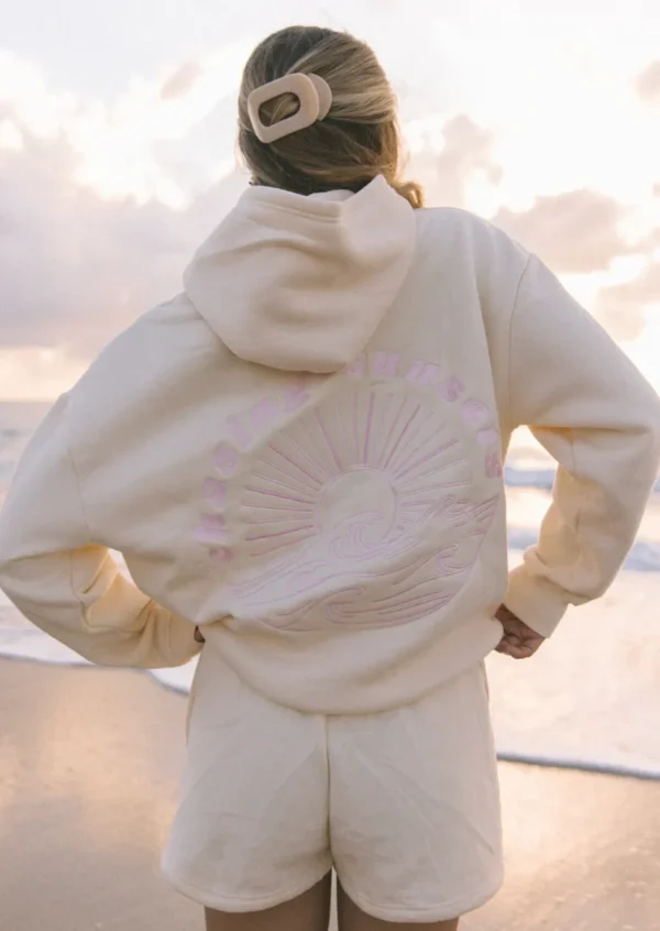 Pink Palm Puff Chasing Sunsets Oversized Hoodie