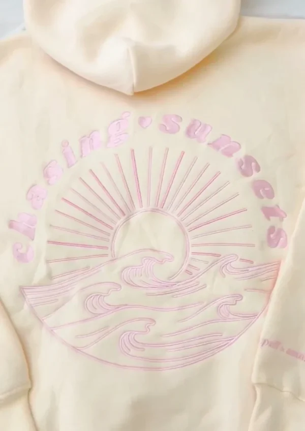 Pink Palm Puff Chasing Sunsets Oversized Meringue Hoodie