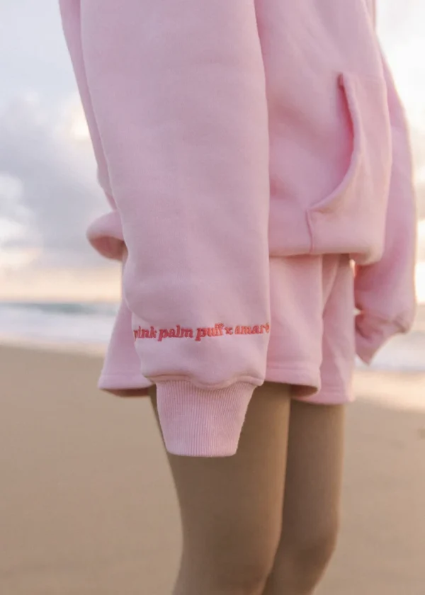 Pink Palm Puff Chasing Sunsets Pink Oversized Hoodie