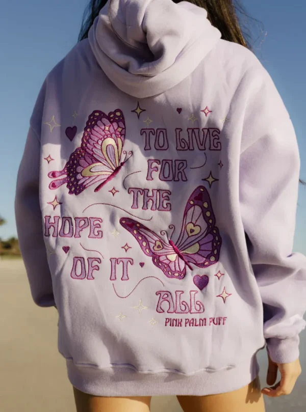Pink Palm Puff To Live For The Hope Of It All Lilac Hoodie