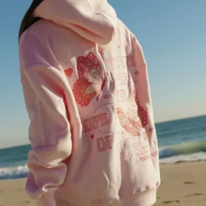 Pink Palm Puff To Live For The Hope Of It All Pink Hoodie